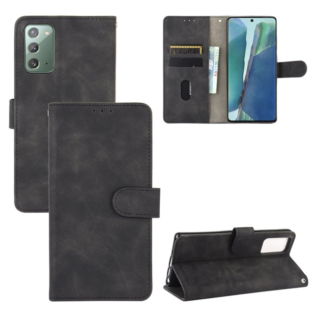 For Samsung Galaxy Note20 Solid Color Skin Feel Magnetic Buckle Horizontal Flip Calf Texture PU Leather Case with Holder & Card Slots & Wallet(Black)-garmade.com