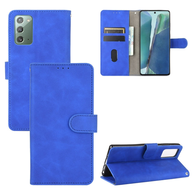 For Samsung Galaxy Note20 Solid Color Skin Feel Magnetic Buckle Horizontal Flip Calf Texture PU Leather Case with Holder & Card Slots & Wallet(Blue)-garmade.com