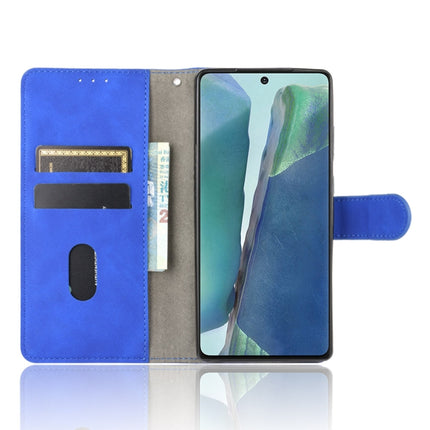 For Samsung Galaxy Note20 Solid Color Skin Feel Magnetic Buckle Horizontal Flip Calf Texture PU Leather Case with Holder & Card Slots & Wallet(Blue)-garmade.com