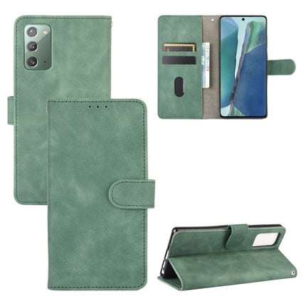 For Samsung Galaxy Note20 Solid Color Skin Feel Magnetic Buckle Horizontal Flip Calf Texture PU Leather Case with Holder & Card Slots & Wallet(Green)-garmade.com
