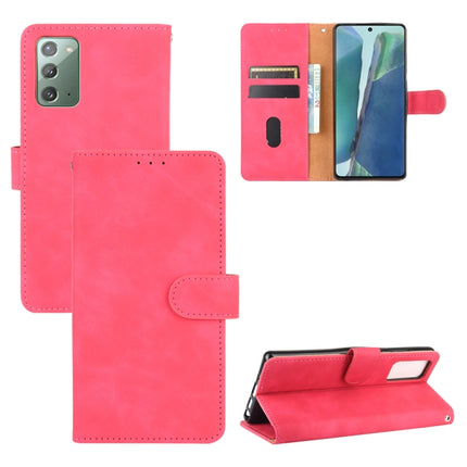 For Samsung Galaxy Note20 Solid Color Skin Feel Magnetic Buckle Horizontal Flip Calf Texture PU Leather Case with Holder & Card Slots & Wallet(Rose Red)-garmade.com