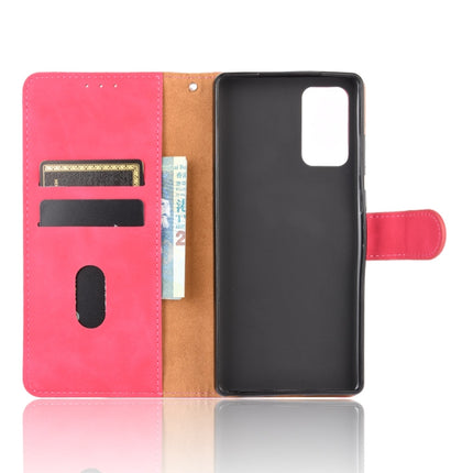 For Samsung Galaxy Note20 Solid Color Skin Feel Magnetic Buckle Horizontal Flip Calf Texture PU Leather Case with Holder & Card Slots & Wallet(Rose Red)-garmade.com