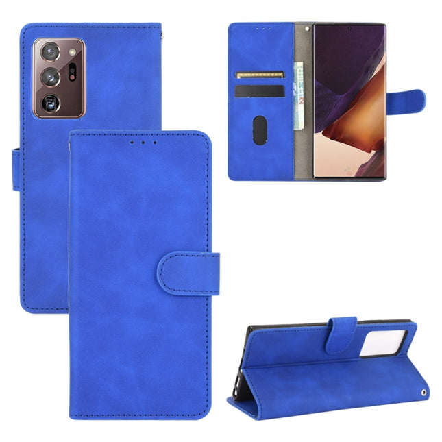 For Samsung Galaxy Note20 Ultra Solid Color Skin Feel Magnetic Buckle Horizontal Flip Calf Texture PU Leather Case with Holder & Card Slots & Wallet(Blue)-garmade.com