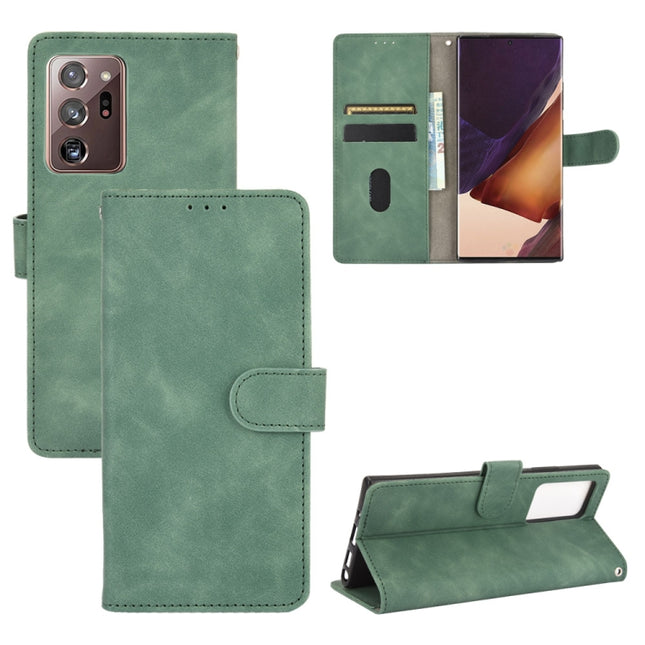For Samsung Galaxy Note20 Ultra Solid Color Skin Feel Magnetic Buckle Horizontal Flip Calf Texture PU Leather Case with Holder & Card Slots & Wallet(Green)-garmade.com