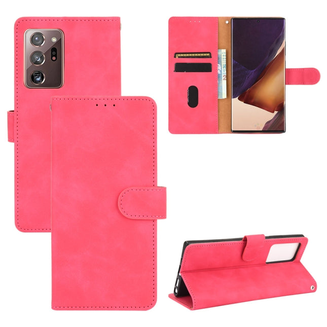 For Samsung Galaxy Note20 Ultra Solid Color Skin Feel Magnetic Buckle Horizontal Flip Calf Texture PU Leather Case with Holder & Card Slots & Wallet(Rose Red)-garmade.com