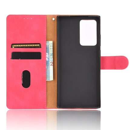 For Samsung Galaxy Note20 Ultra Solid Color Skin Feel Magnetic Buckle Horizontal Flip Calf Texture PU Leather Case with Holder & Card Slots & Wallet(Rose Red)-garmade.com