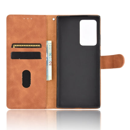 For Samsung Galaxy Note20 Ultra Solid Color Skin Feel Magnetic Buckle Horizontal Flip Calf Texture PU Leather Case with Holder & Card Slots & Wallet(Brown)-garmade.com