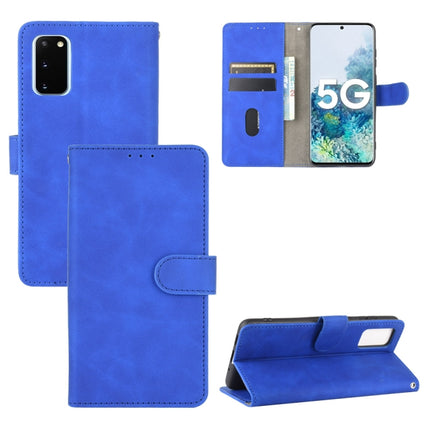 For Samsung Galaxy S20 5G Solid Color Skin Feel Magnetic Buckle Horizontal Flip Calf Texture PU Leather Case with Holder & Card Slots & Wallet(Blue)-garmade.com