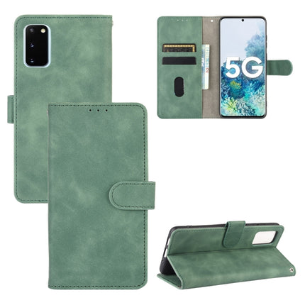 For Samsung Galaxy S20 5G Solid Color Skin Feel Magnetic Buckle Horizontal Flip Calf Texture PU Leather Case with Holder & Card Slots & Wallet(Green)-garmade.com