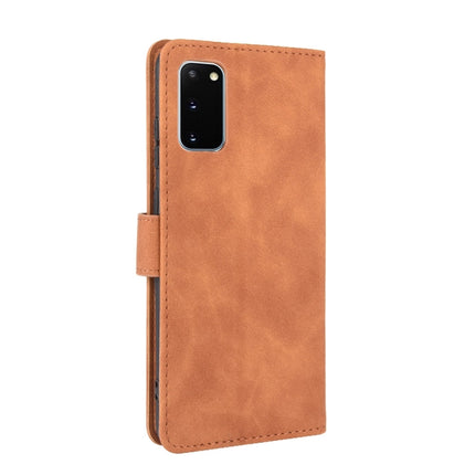 For Samsung Galaxy S20 5G Solid Color Skin Feel Magnetic Buckle Horizontal Flip Calf Texture PU Leather Case with Holder & Card Slots & Wallet(Brown)-garmade.com
