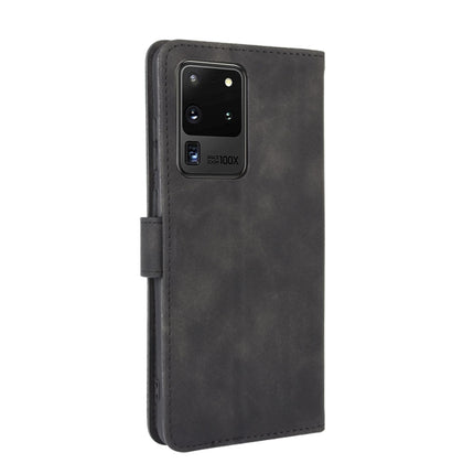 For Samsung Galaxy S20 Ultra Solid Color Skin Feel Magnetic Buckle Horizontal Flip Calf Texture PU Leather Case with Holder & Card Slots & Wallet(Black)-garmade.com