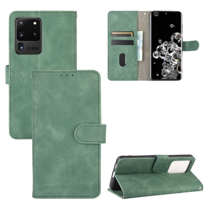 For Samsung Galaxy S20 Ultra Solid Color Skin Feel Magnetic Buckle Horizontal Flip Calf Texture PU Leather Case with Holder & Card Slots & Wallet(Green)-garmade.com