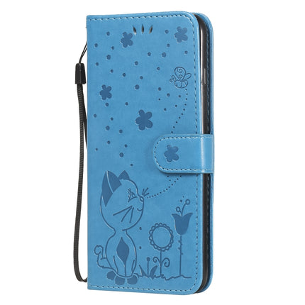 For iPhone 6 Plus Cat Bee Embossing Pattern Shockproof Horizontal Flip Leather Case with Holder & Card Slots & Wallet(Blue)-garmade.com
