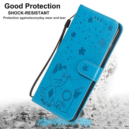 For iPhone 6 Plus Cat Bee Embossing Pattern Shockproof Horizontal Flip Leather Case with Holder & Card Slots & Wallet(Blue)-garmade.com