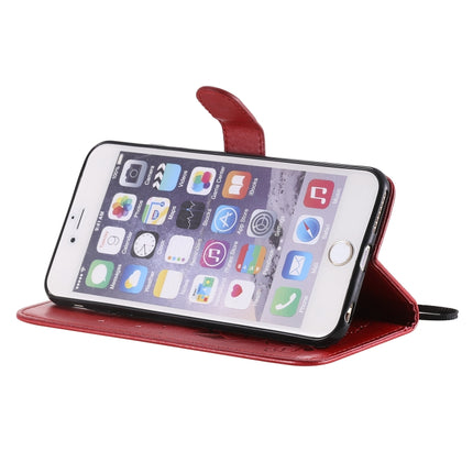 For iPhone 6 Plus Cat Bee Embossing Pattern Shockproof Horizontal Flip Leather Case with Holder & Card Slots & Wallet(Red)-garmade.com