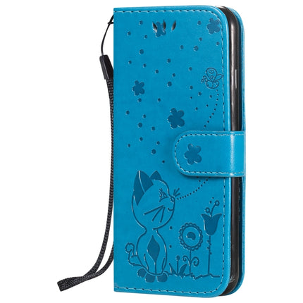 For iPhone 6 Cat Bee Embossing Pattern Shockproof Horizontal Flip Leather Case with Holder & Card Slots & Wallet(Blue)-garmade.com