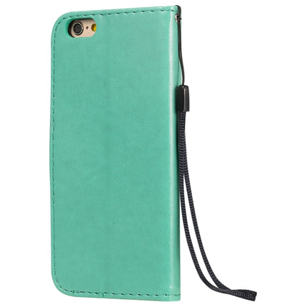 For iPhone 6 Cat Bee Embossing Pattern Shockproof Horizontal Flip Leather Case with Holder & Card Slots & Wallet(Green)-garmade.com