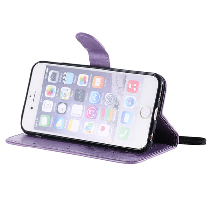 For iPhone 6 Cat Bee Embossing Pattern Shockproof Horizontal Flip Leather Case with Holder & Card Slots & Wallet(Purple)-garmade.com