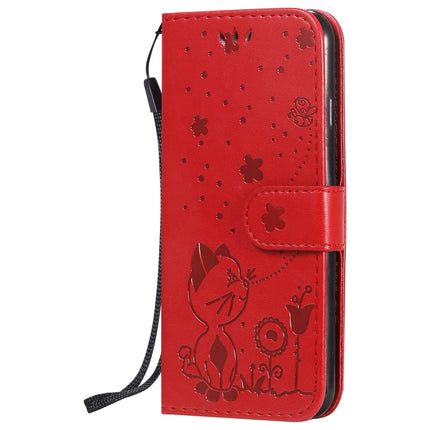 For iPhone 6 Cat Bee Embossing Pattern Shockproof Horizontal Flip Leather Case with Holder & Card Slots & Wallet(Red)-garmade.com