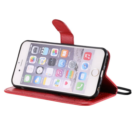 For iPhone 6 Cat Bee Embossing Pattern Shockproof Horizontal Flip Leather Case with Holder & Card Slots & Wallet(Red)-garmade.com