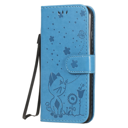 For iPhone 7 / 8 / SE 2020 Cat Bee Embossing Pattern Shockproof Horizontal Flip Leather Case with Holder & Card Slots & Wallet(Blue)-garmade.com