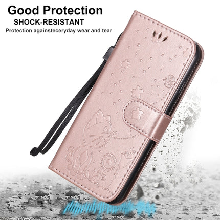 For iPhone 7 / 8 / SE 2020 Cat Bee Embossing Pattern Shockproof Horizontal Flip Leather Case with Holder & Card Slots & Wallet(Purple)-garmade.com