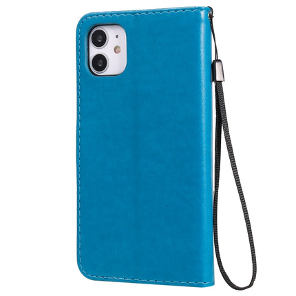 For iPhone 11 Cat Bee Embossing Pattern Shockproof Horizontal Flip Leather Case with Holder & Card Slots & Wallet(Blue)-garmade.com