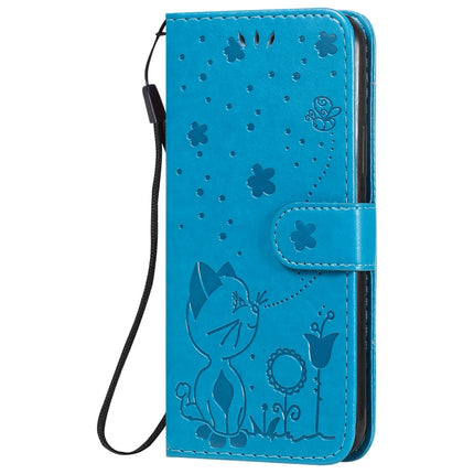 For iPhone 11 Pro Cat Bee Embossing Pattern Shockproof Horizontal Flip Leather Case with Holder & Card Slots & Wallet(Blue)-garmade.com