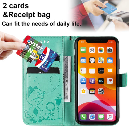 For iPhone 11 Pro Cat Bee Embossing Pattern Shockproof Horizontal Flip Leather Case with Holder & Card Slots & Wallet(Green)-garmade.com