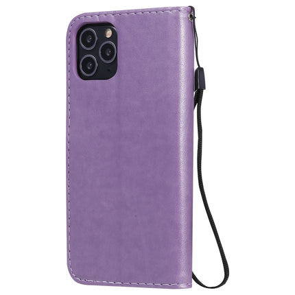 For iPhone 11 Pro Cat Bee Embossing Pattern Shockproof Horizontal Flip Leather Case with Holder & Card Slots & Wallet(Purple)-garmade.com