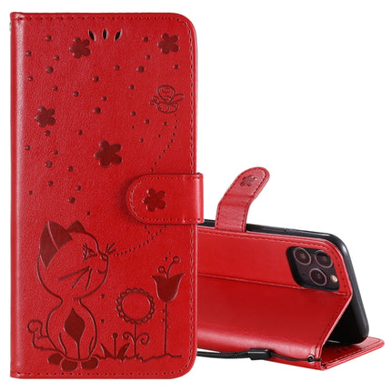 For iPhone 11 Pro Cat Bee Embossing Pattern Shockproof Horizontal Flip Leather Case with Holder & Card Slots & Wallet(Red)-garmade.com