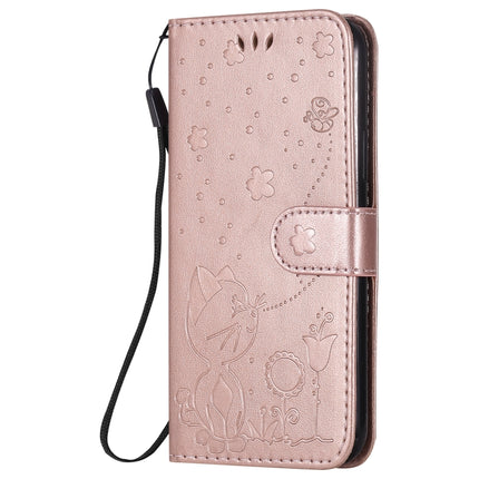 For iPhone 11 Pro Cat Bee Embossing Pattern Shockproof Horizontal Flip Leather Case with Holder & Card Slots & Wallet(Rose Gold)-garmade.com