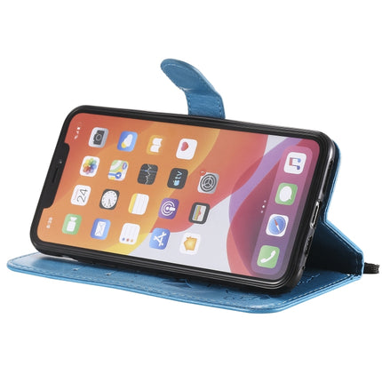 For iPhone 11 Pro Max Cat Bee Embossing Pattern Shockproof Horizontal Flip Leather Case with Holder & Card Slots & Wallet(Blue)-garmade.com