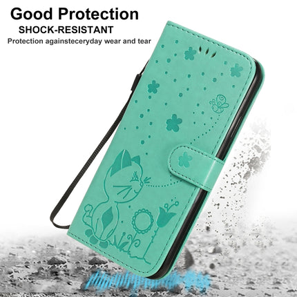For iPhone 11 Pro Max Cat Bee Embossing Pattern Shockproof Horizontal Flip Leather Case with Holder & Card Slots & Wallet(Green)-garmade.com