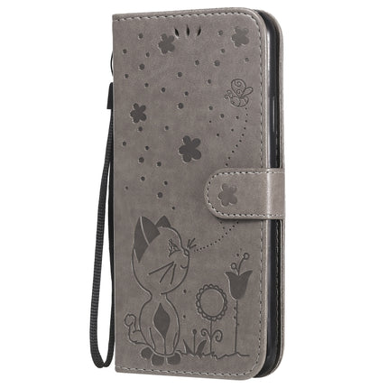 For iPhone 11 Pro Max Cat Bee Embossing Pattern Shockproof Horizontal Flip Leather Case with Holder & Card Slots & Wallet(Grey)-garmade.com