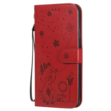 For iPhone 11 Pro Max Cat Bee Embossing Pattern Shockproof Horizontal Flip Leather Case with Holder & Card Slots & Wallet(Red)-garmade.com