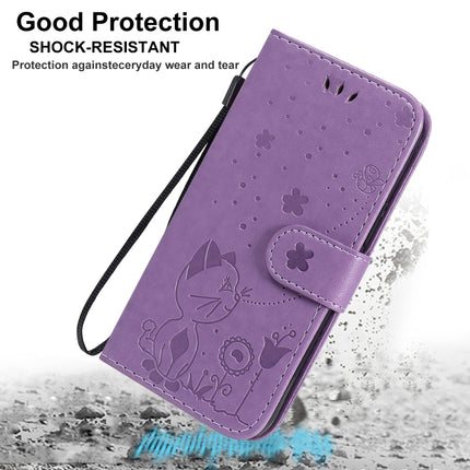 For iPhone 12 mini Cat Bee Embossing Pattern Shockproof Horizontal Flip Leather Case with Holder & Card Slots & Wallet(Blue)-garmade.com