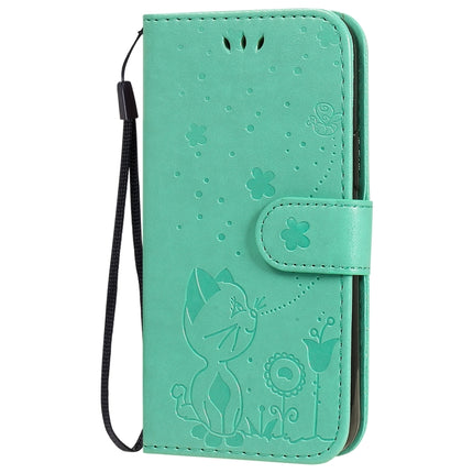 For iPhone 12 mini Cat Bee Embossing Pattern Shockproof Horizontal Flip Leather Case with Holder & Card Slots & Wallet(Green)-garmade.com