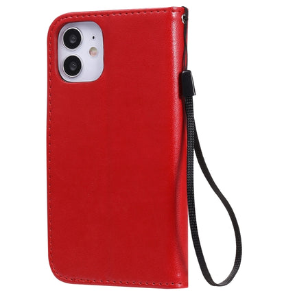 For iPhone 12 mini Cat Bee Embossing Pattern Shockproof Horizontal Flip Leather Case with Holder & Card Slots & Wallet(Red)-garmade.com