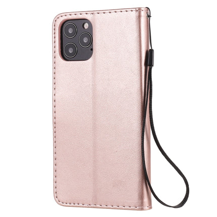 For iPhone 12 / 12 Pro Cat Bee Embossing Pattern Shockproof Horizontal Flip Leather Case with Holder & Card Slots & Wallet(Rose Gold)-garmade.com