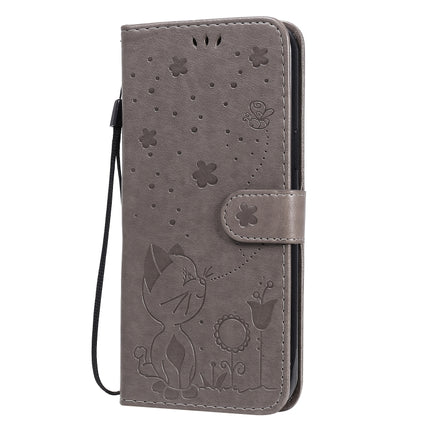 For iPhone 12 Pro Max Cat Bee Embossing Pattern Shockproof Horizontal Flip Leather Case with Holder & Card Slots & Wallet(Grey)-garmade.com