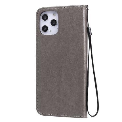 For iPhone 12 Pro Max Cat Bee Embossing Pattern Shockproof Horizontal Flip Leather Case with Holder & Card Slots & Wallet(Grey)-garmade.com