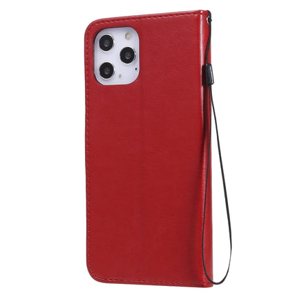 For iPhone 12 Pro Max Cat Bee Embossing Pattern Shockproof Horizontal Flip Leather Case with Holder & Card Slots & Wallet(Red)-garmade.com