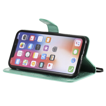 For iPhone X / XS Cat Bee Embossing Pattern Shockproof Horizontal Flip Leather Case with Holder & Card Slots & Wallet(Green)-garmade.com