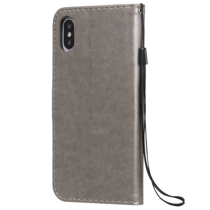 For iPhone X / XS Cat Bee Embossing Pattern Shockproof Horizontal Flip Leather Case with Holder & Card Slots & Wallet(Grey)-garmade.com