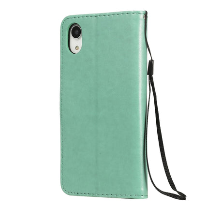 For iPhone XR Cat Bee Embossing Pattern Shockproof Horizontal Flip Leather Case with Holder & Card Slots & Wallet(Green)-garmade.com