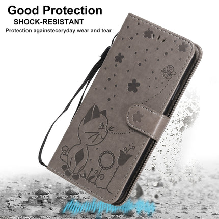 For iPhone XR Cat Bee Embossing Pattern Shockproof Horizontal Flip Leather Case with Holder & Card Slots & Wallet(Rose Gold)-garmade.com