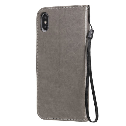 For iPhone XS Max Cat Bee Embossing Pattern Shockproof Horizontal Flip Leather Case with Holder & Card Slots & Wallet(Grey)-garmade.com