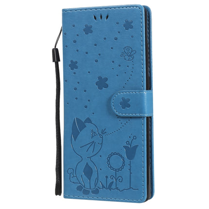 For Samsung Galaxy Note 20 Cat Bee Embossing Pattern Shockproof Horizontal Flip Leather Case with Holder & Card Slots & Wallet(Blue)-garmade.com
