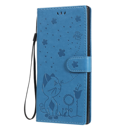 For Samsung Galaxy Note 20 Ultra Cat Bee Embossing Pattern Shockproof Horizontal Flip Leather Case with Holder & Card Slots & Wallet(Blue)-garmade.com